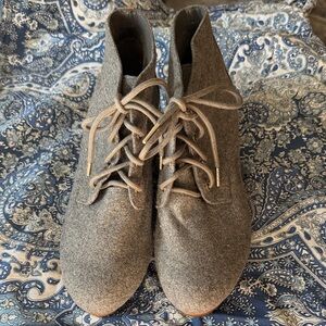 Gray Dr Scholl’s Lace-Up Wedge Ankle Booties